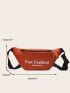 Letter Pattern Fanny Pack Black Casual Shoulder Bag For Men Women Outdoor Travel