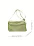 Letter Graphic Hobo Bag Green Casual Adjustable Strap