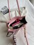 Litchi Embossed Hobo Bag Pink Twilly Scarf Decor Double Handle