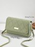 Quilted Long Wallet Green Flap With Zipper For Daily