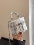 Mini Quilted Bucket Bag Silver Funky Chain Strap