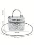 Mini Quilted Bucket Bag Silver Funky Chain Strap