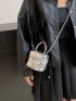 Mini Quilted Bucket Bag Silver Funky Chain Strap