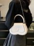 Heart Design Novelty Bag Beige Fashionable Flap Top Handle