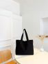 Oversized Shopper Bag Solid Black Minimalist