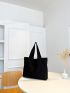 Oversized Shopper Bag Solid Black Minimalist