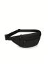 Large Fanny Pack Zip Front Solid Black Minimalist