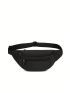 Large Fanny Pack Zip Front Solid Black Minimalist