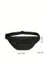 Large Fanny Pack Zip Front Solid Black Minimalist