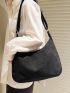 Large Hobo Bag Solid Black Adjustable Strap Zipper