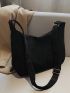 Large Hobo Bag Solid Black Adjustable Strap Zipper