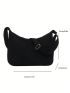 Large Hobo Bag Solid Black Adjustable Strap Zipper