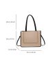 Small Contrast Binding Shoulder Tote Bag Letter Graphic