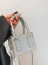 Mini Embossed Detail Square Bag Metallic Funky