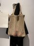 Minimalist Hollow Out Crochet Bag Shoulder Bag, Trendy Woven Summer Beach Bag