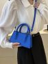 Small Litchi Embossed Double Handle Baguette Bag Minimalist