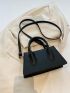 Small Litchi Embossed Double Handle Baguette Bag Minimalist