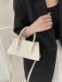 Small Litchi Embossed Double Handle Baguette Bag Minimalist
