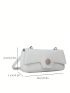 Small Flap Square Bag Button Decor Adjustable Strap