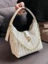 Chain Decor Hobo Bag Ruched Detail PU