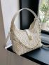 Chain Decor Hobo Bag Ruched Detail PU