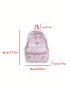 Cartoon Pattern Letter Patch Decor Functional Backpack Preppy