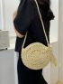 Small Straw Bag Tassel & Bead Decor Vacation