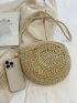 Small Straw Bag Tassel & Bead Decor Vacation