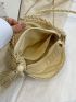 Small Straw Bag Tassel & Bead Decor Vacation