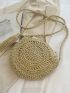 Small Straw Bag Tassel & Bead Decor Vacation