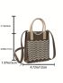 Two Tone Crochet Bag Geometric Pattern Contrast Binding