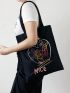 Small Heart & Letter Graphic Shopper Bag Preppy