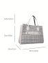 Small Plaid Pattern Shoulder Tote Bag Zip Front