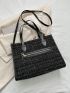 Small Plaid Pattern Shoulder Tote Bag Zip Front