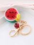 Creative Knitting Imitation Fruit Keychain For Women Cartoon Knitted Watermelon Design