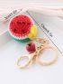 Creative Knitting Imitation Fruit Keychain For Women Cartoon Knitted Watermelon Design