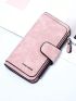 Letter Graphic Long Wallet Contrast Binding Zipper