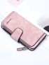 Letter Graphic Long Wallet Contrast Binding Zipper