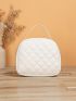 Small Quilted Pattern Chain Dome Bag Minimalist White