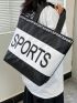 Large-Capacity Letter Graphic Ladies Bag For Shopping & Going Out