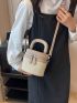 Mini Two Tone Straw Bag With Top Handle