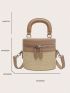 Mini Two Tone Straw Bag With Top Handle