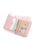 Letter Graphic Multiple Card Slots With Zipper Pink