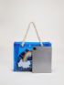 14.2 Inches Long, 5.1 Inches Wide, 10.6 Inches High Transparent PVC Rainbow Graphic Shoulder Tote Bag With Inner Pouch