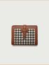 Colorblock Small Wallet Houndstooth Pattern Bifold