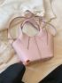 Litchi Embossed Shoulder Bag Double Handle