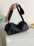 Litchi Embossed Hobo Bag Solid Color