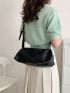 Litchi Embossed Hobo Bag Solid Color