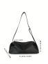 Litchi Embossed Hobo Bag Solid Color