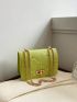 Mini Neon Lime Square Bag Studded Decor Quilted Flap Chain